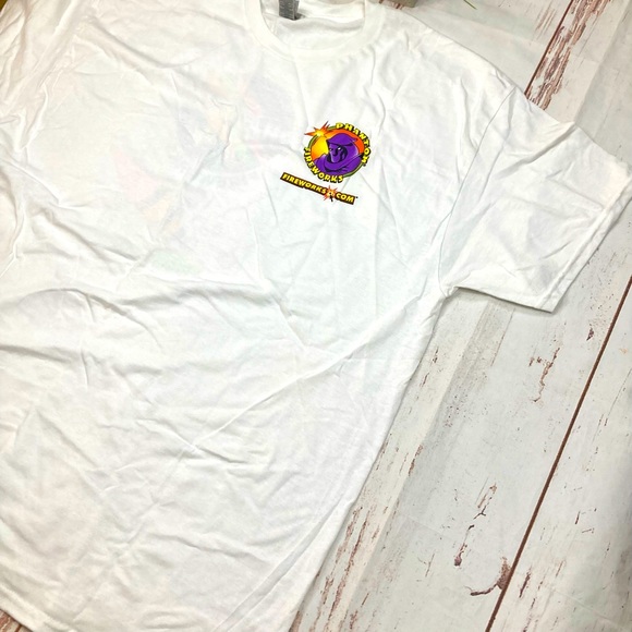 Gildan Heavy Cotton Short Sleeve Tee Shirt White Phantom Fireworks Sz XL - Picture 7 of 11